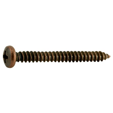 Sheet Metal Screw, #8 X 1-1/2 In, Bronze Steel Pan Head Phillips Drive, 30 PK